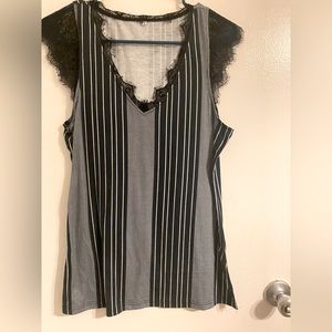 Black & white stripe sleeveless top